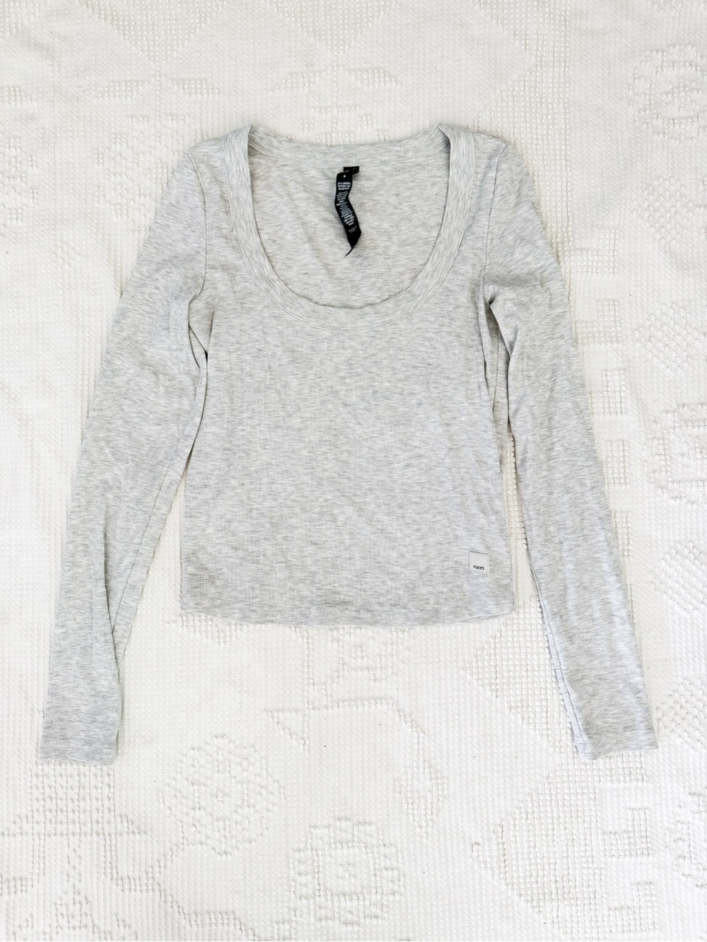 Vuori Pose Scoop Tee Ribbed Womens Small Gray Long Sleeve